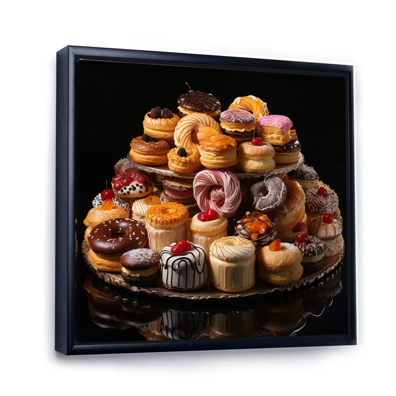 Sweet Pastries V - Desert Wall Art Living Room, H 24 po x l 24 po x P 1 po, Cadre flottant noir