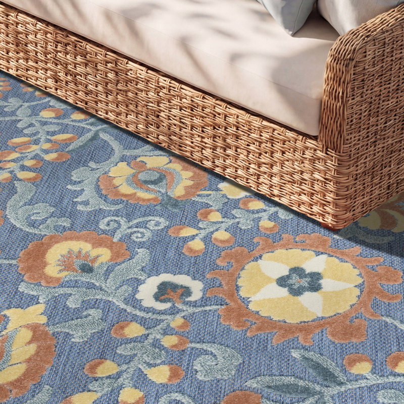 Tapis bleu / gris Gregori, Rectangle 2 pi 8 po x 4 pi