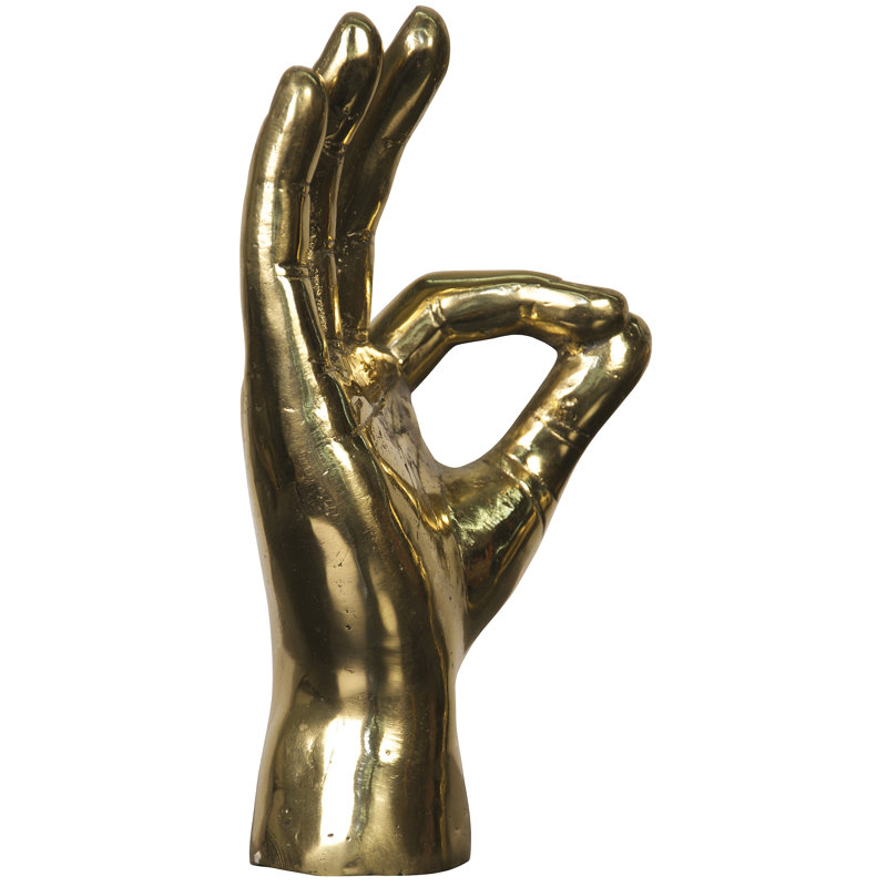 OK Sign Figurine, Antique Brass