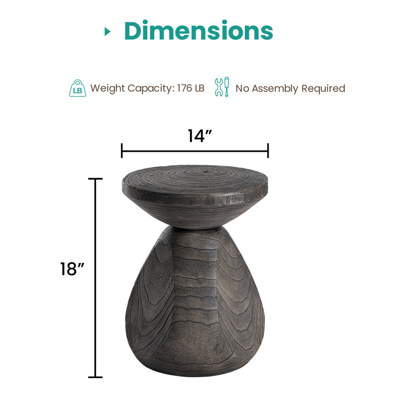 Table d'appoint en béton pour l'extérieur, 1, Gris