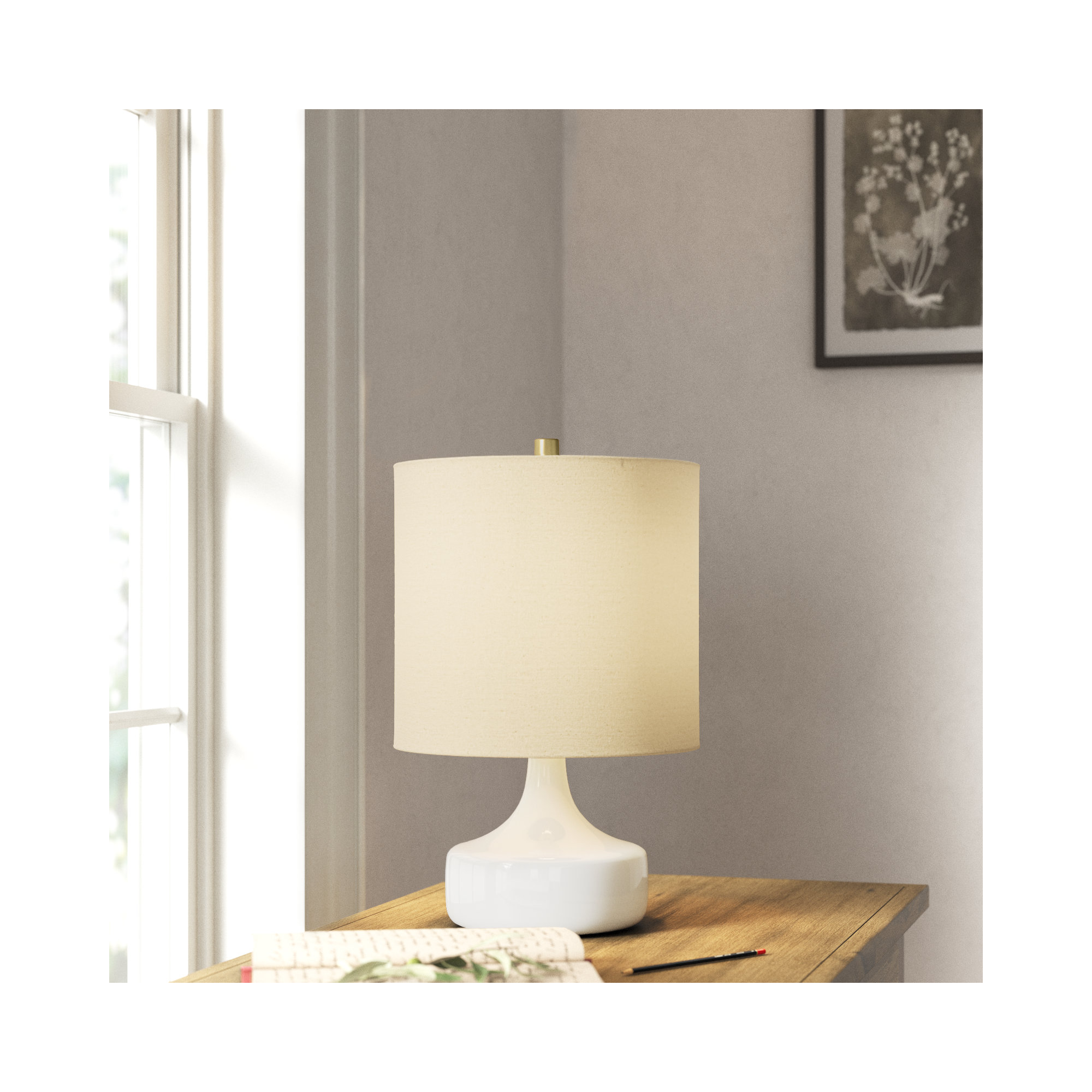 Medano Ceramic Table Lamp, White