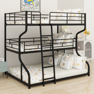 Triple Bunk Bed With Long And Short Ladder