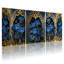 Plantes et fleurs, fleurs bleues, arche dorée, ensemble de 3 impressions sur toile-983155283