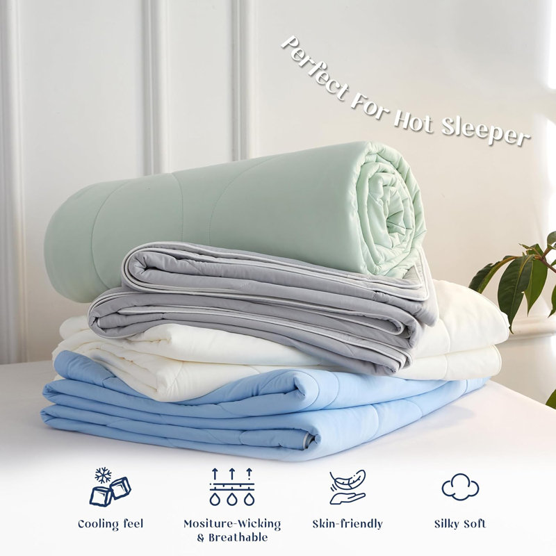 Cooling Comforter , Summer Cooling Blanket For Hot Sleepers, Twin Comforter, Beige