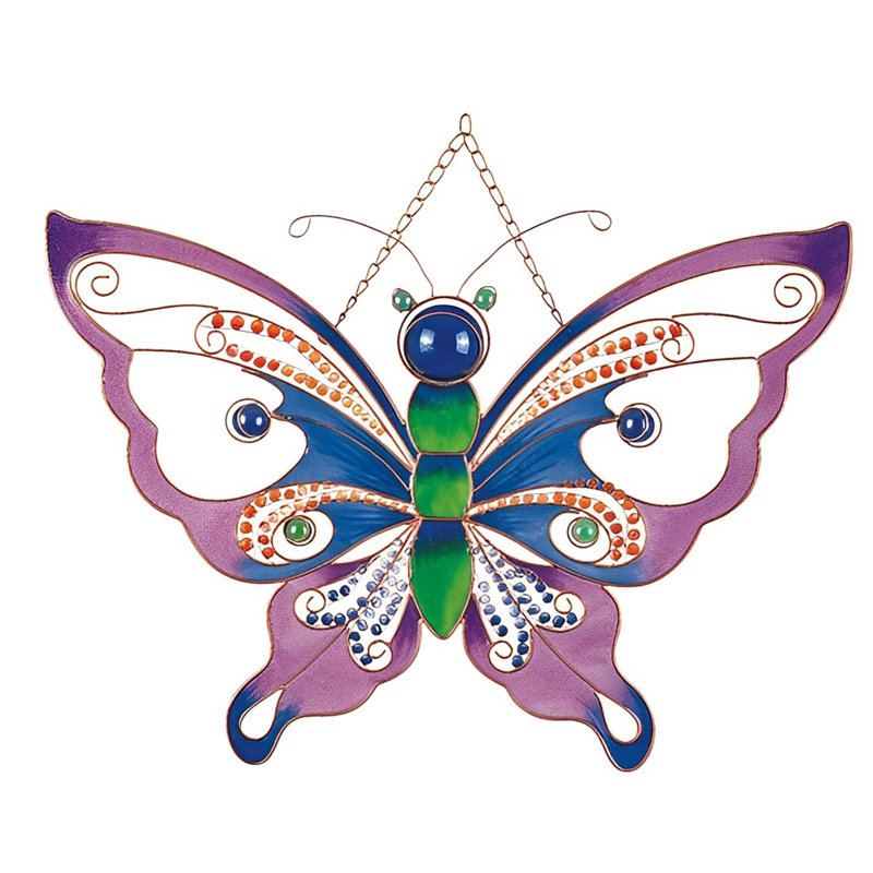 Papillon mauve avec plaque murale décorative