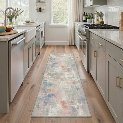 Tapis beige / rose / vert Pavelina