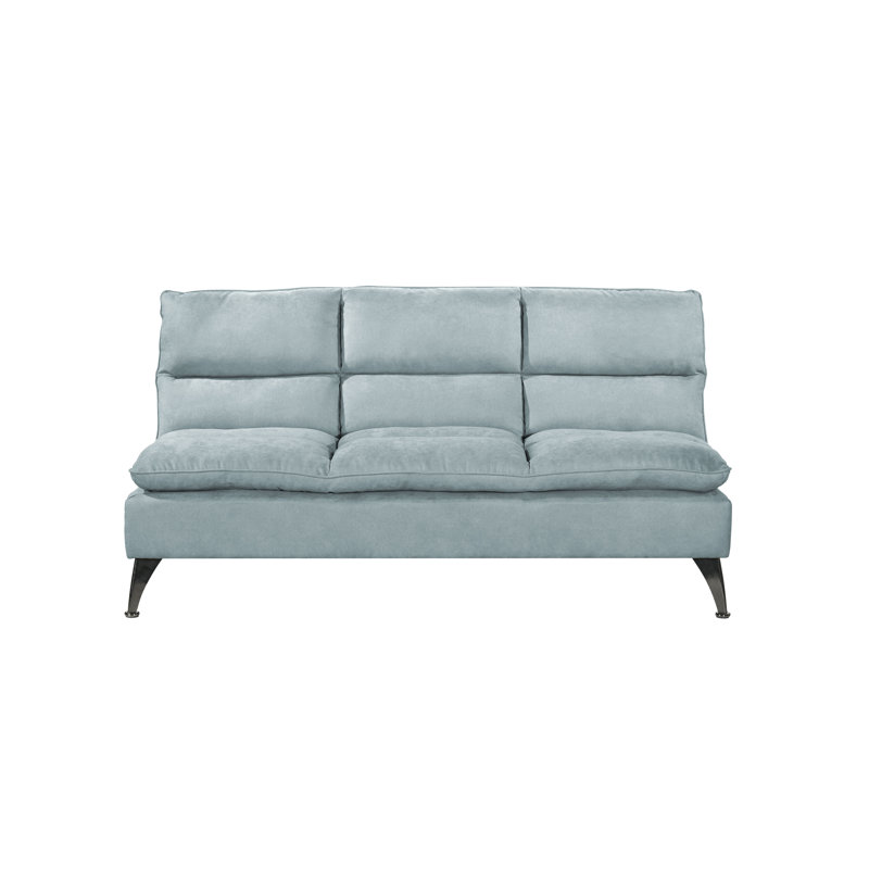 Canapé-lit Sealy Santa Cruz convertible gris avec pieds en métal chromé, Vert