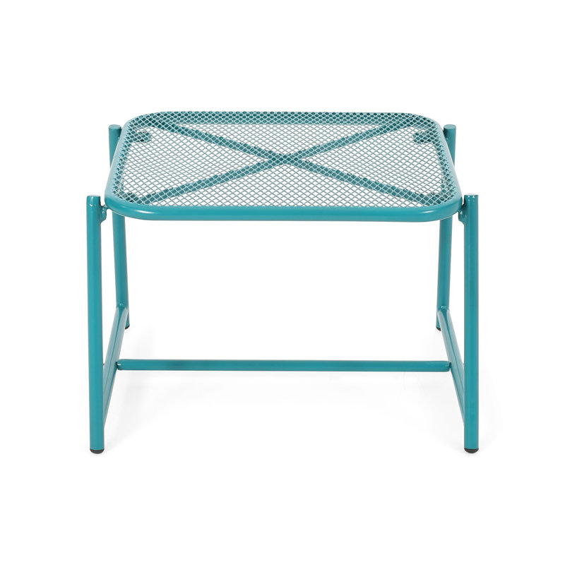 Table d'appoint d'extérieur H 13,23 po - sarcelle, style moderne avec filet