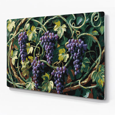 Botanical Grape Vines Gray Metal Wall Art