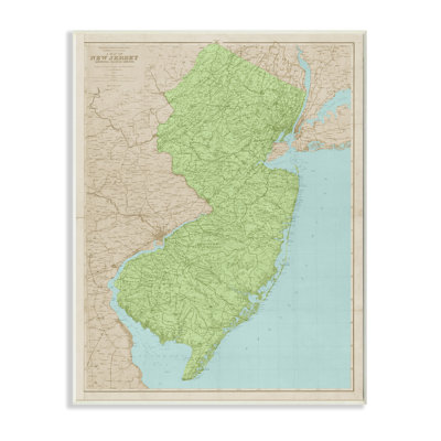 " Map Of New Jersey State Border " by Daphne Polselli