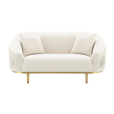 Martina Ivory Velvet Loveseat W/2 Pillows