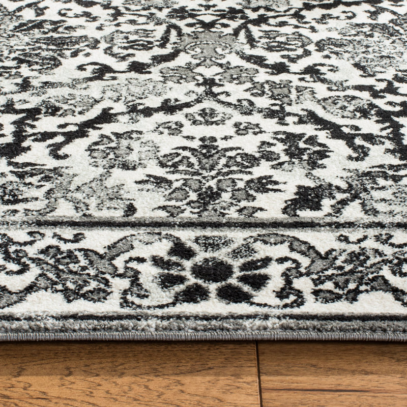 Tapis oriental ivoire / gris Alessia, Rectangle 6 pi 7 po x 9 pi