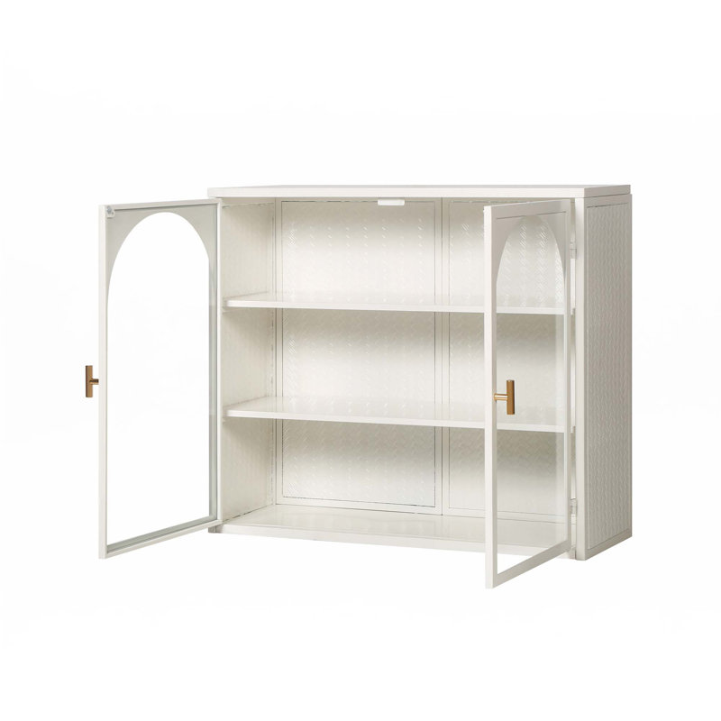 Armoire murale à portes vitrées, rangement fermé, Blanc