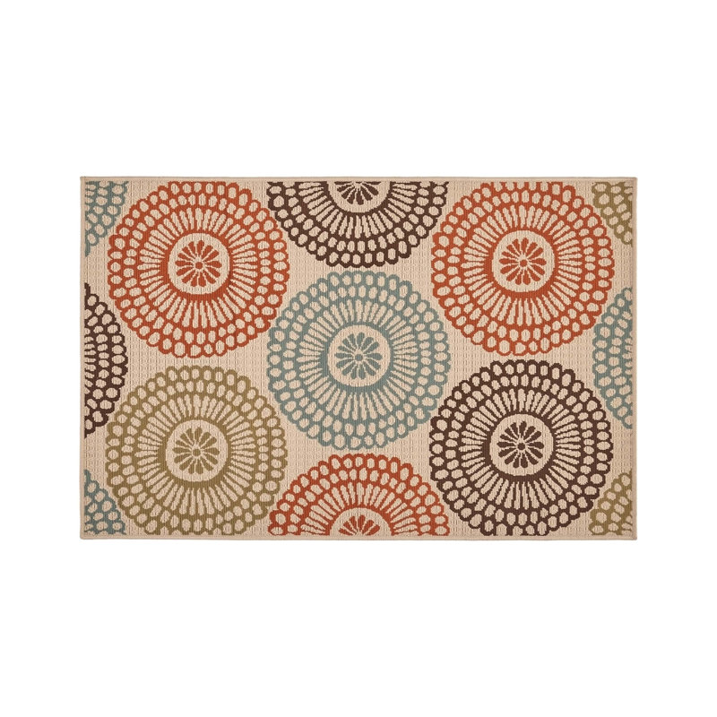 Tapis ivoire rond en polypropylène,  Rectangle 3 pi 3 po x 5 pi