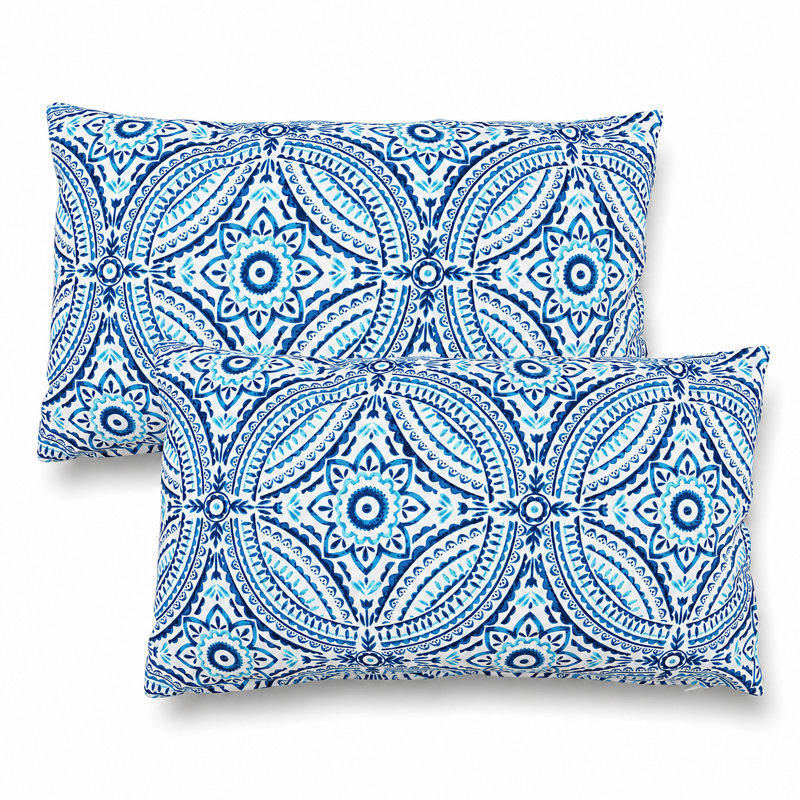 Ensemble de 2 housses de coussin lombaire intérieur / extérieur 12 po x 28 po hydrofuges et résistantes à la décoloration