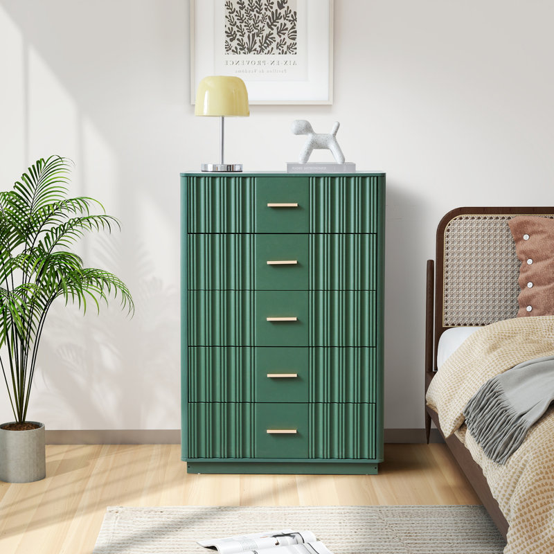 Commode à 5 tiroirs avec commode, Vert