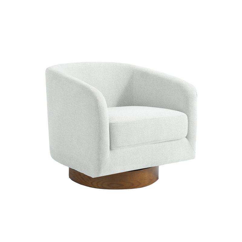 72Cm Wide Swivel Barrel Chair, Beige Chenille