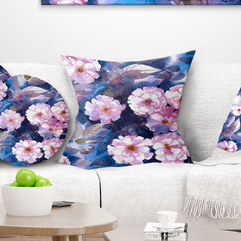 Blanc bruyère de style classique - coussin à imprimé floral, 16 po x 1 po, Coussin décoratif