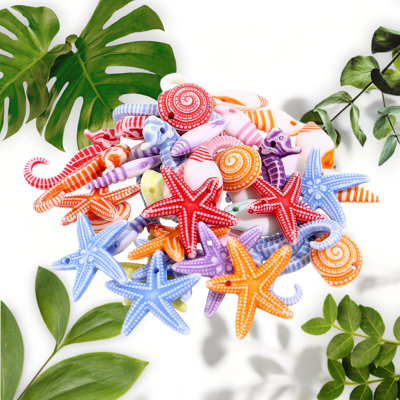 48pcs Ocean-Themed Resin Seashells and Starfish Set