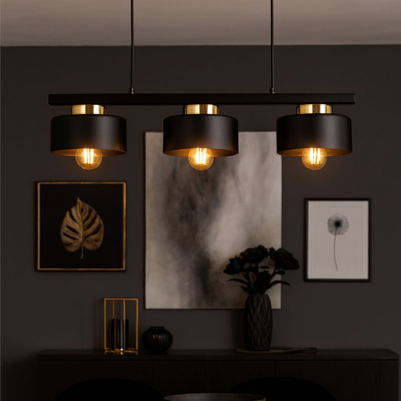 3 - Light Drum Pendant, Black