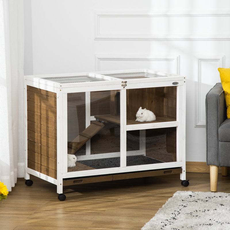 Cage portative en bois avec roulettes