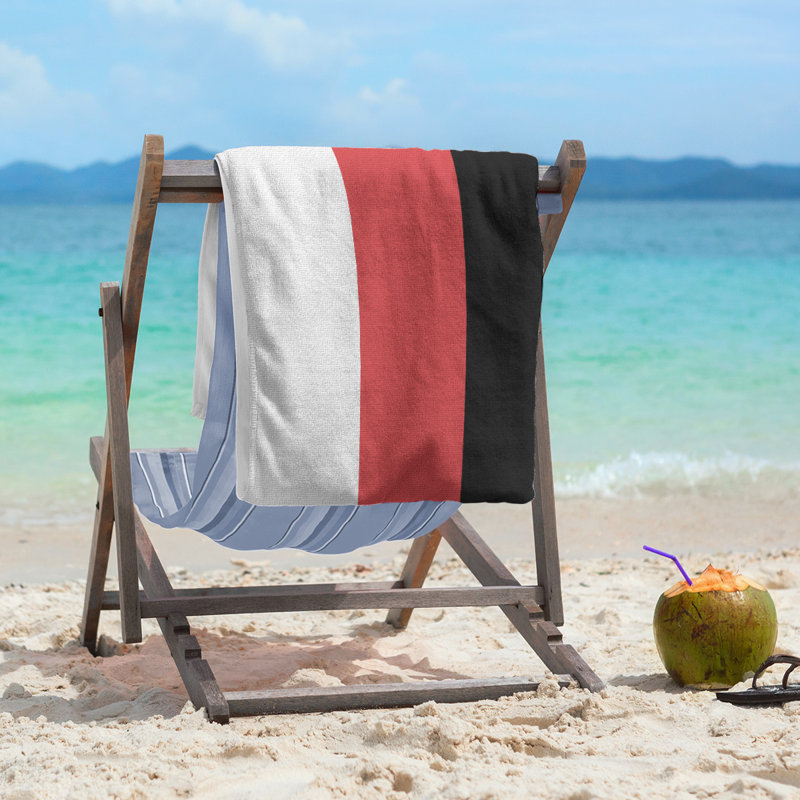 Cotton Blend Lightweight Beach Towel, Red/Black