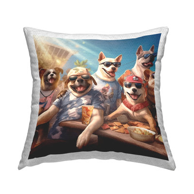 Summer Dog Friends Outdoor Printed Pillow by Jim Baldwin