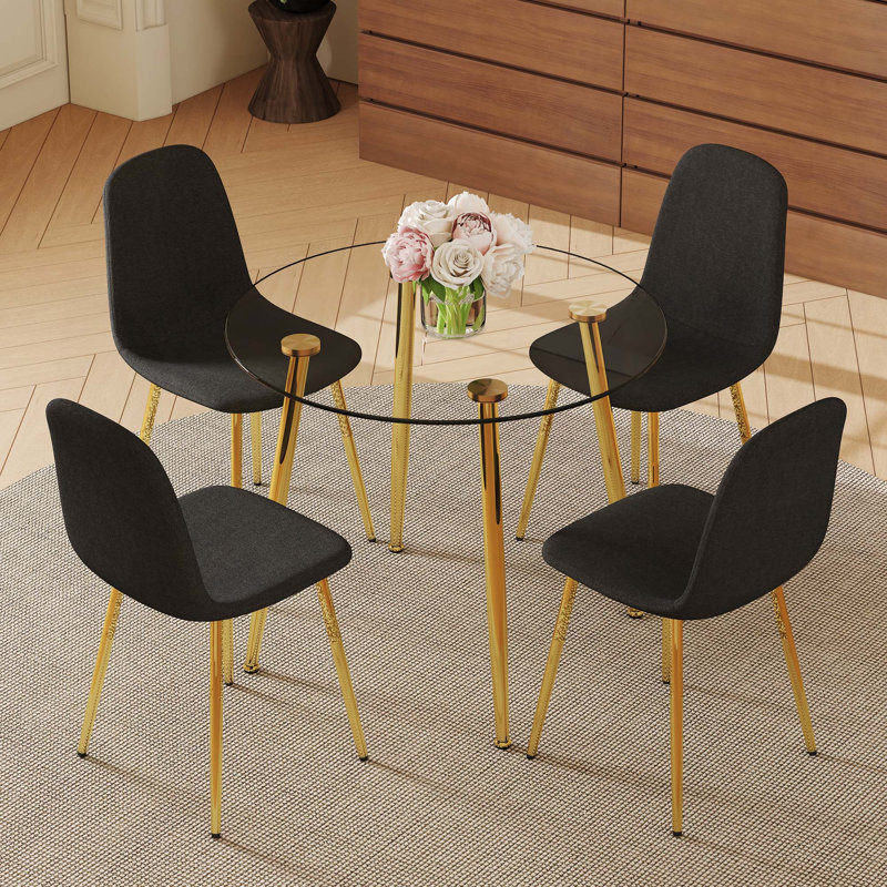 Ensemble de table de salle à manger et de chaises en verre Modern Luxury