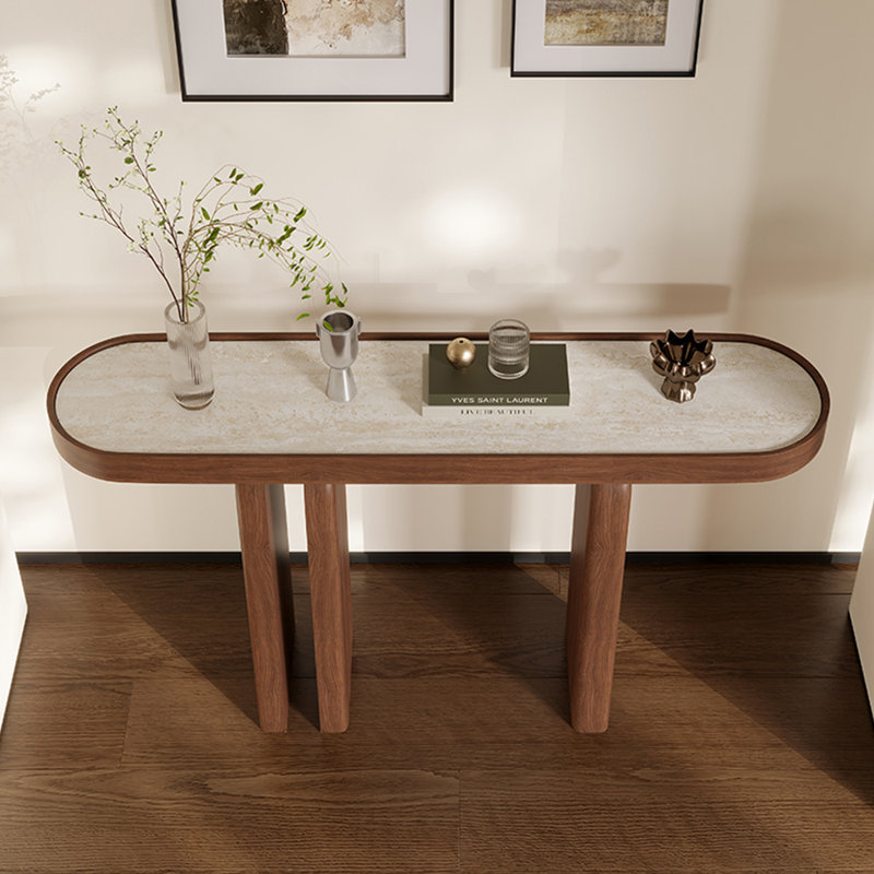 Retro style simple oval console table, 33.5" H x 55.1" W x 13.8" D
