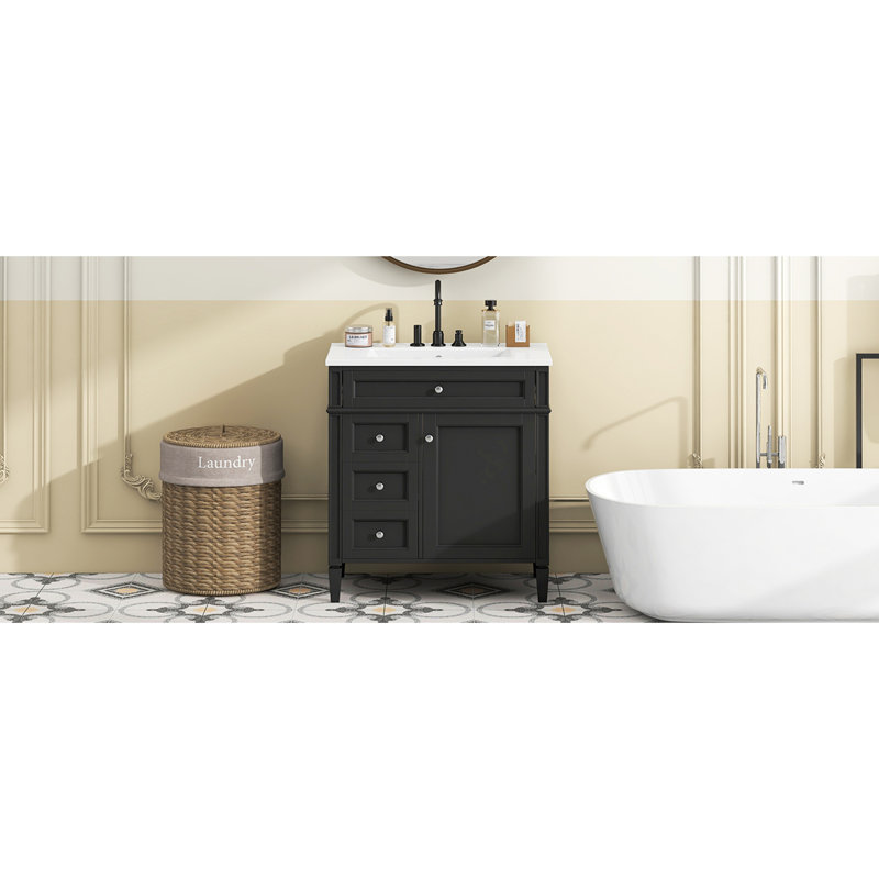 Meuble-lavabo de 30 po avec lavabo supérieur, Ne s’applique pas, Noir