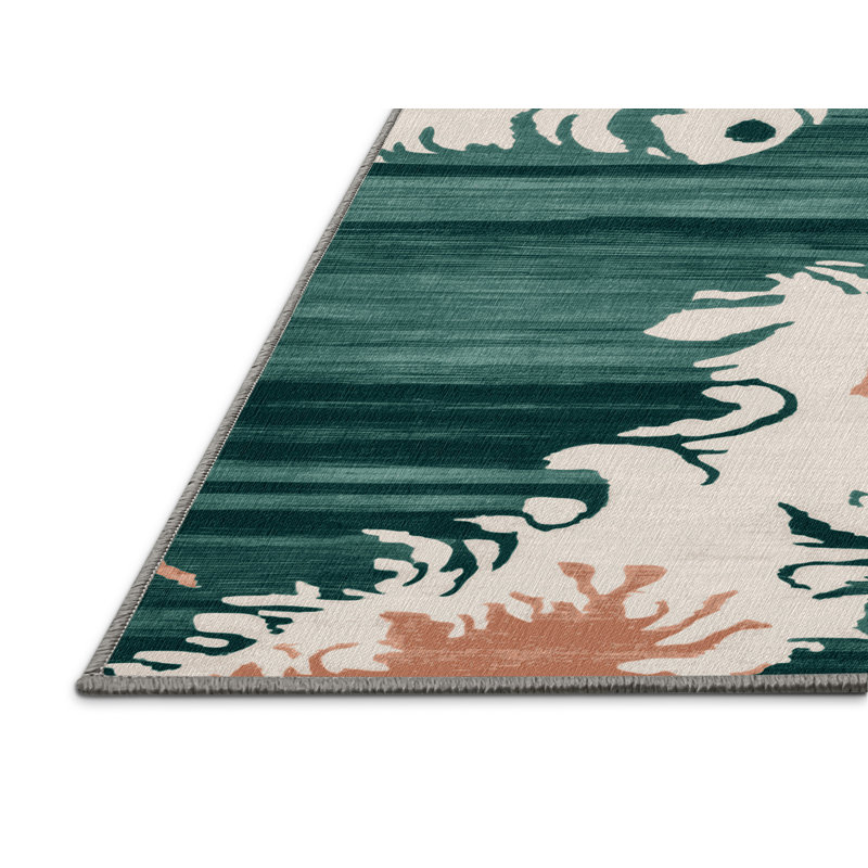 Tapis gris aquarelle lavable à la machine, Rond 7 pi
