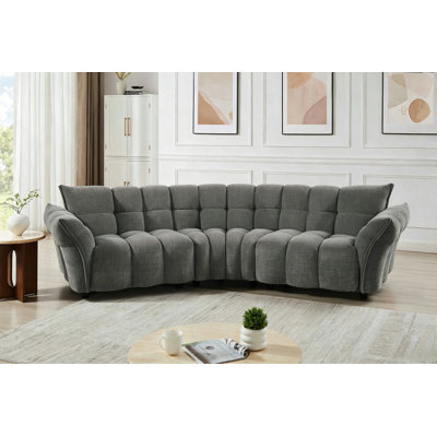 Minimore Modern Style 136" W Marigold Curved Shape 4S Sofa