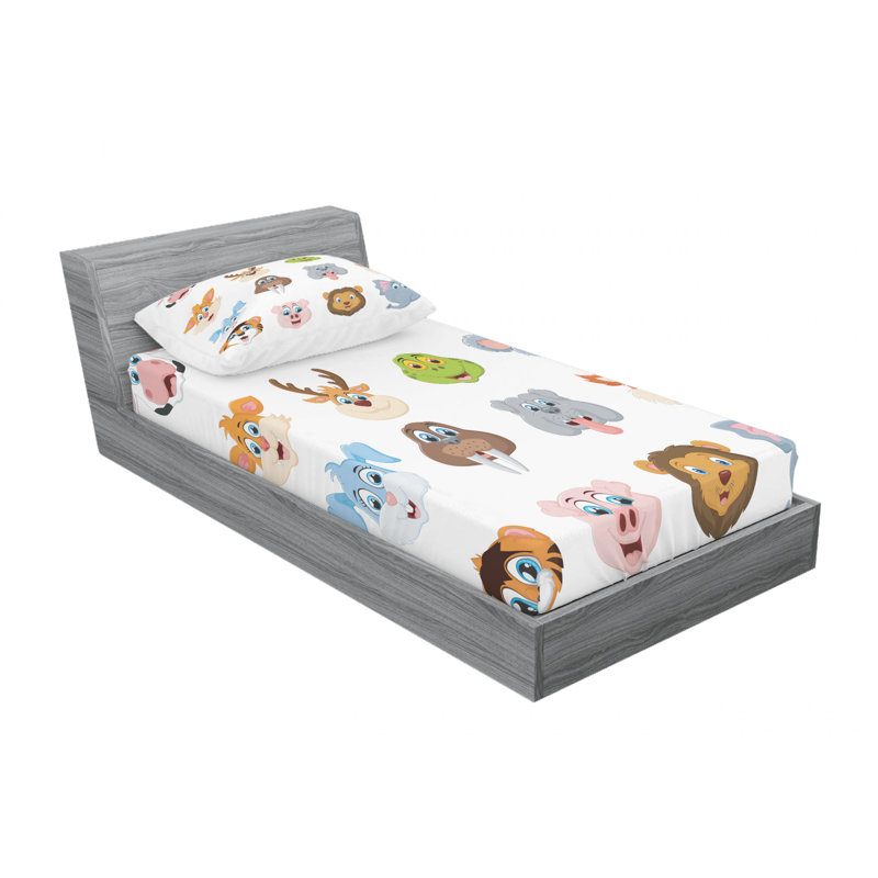 Twin White Microfiber Kids Animal Print Bedding Set