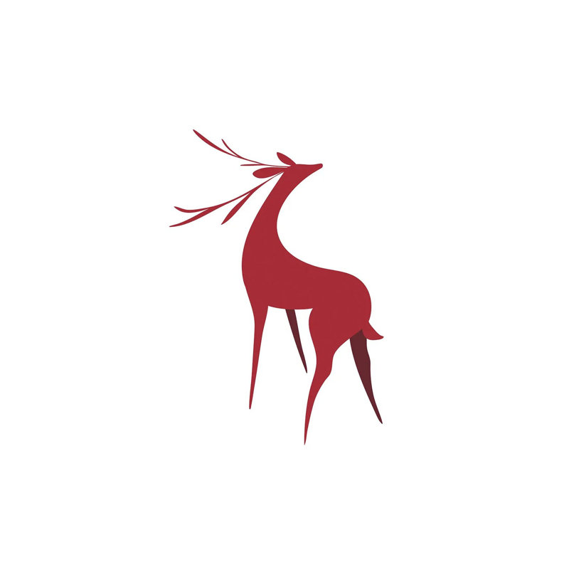 Cerf stylisé rétro en rouge - reproduction d'art encadrée, H 48 po x l 32 po, Toile tendue, Ne s’applique pas