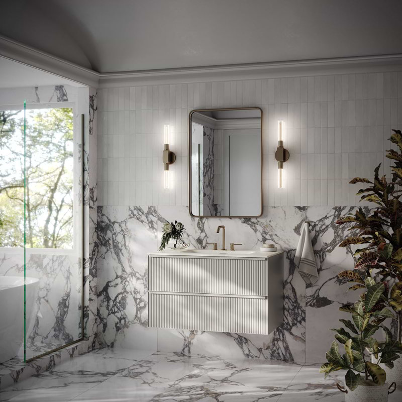 Astor 42" Single Vanity With Integrated White Solid Surfacetop, 36", Pearl