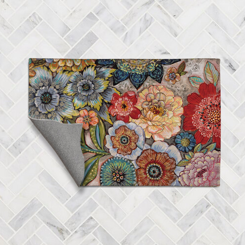Boho Bouquet Chenille Floral Indoor Rug, Rectangle 2' x 3'