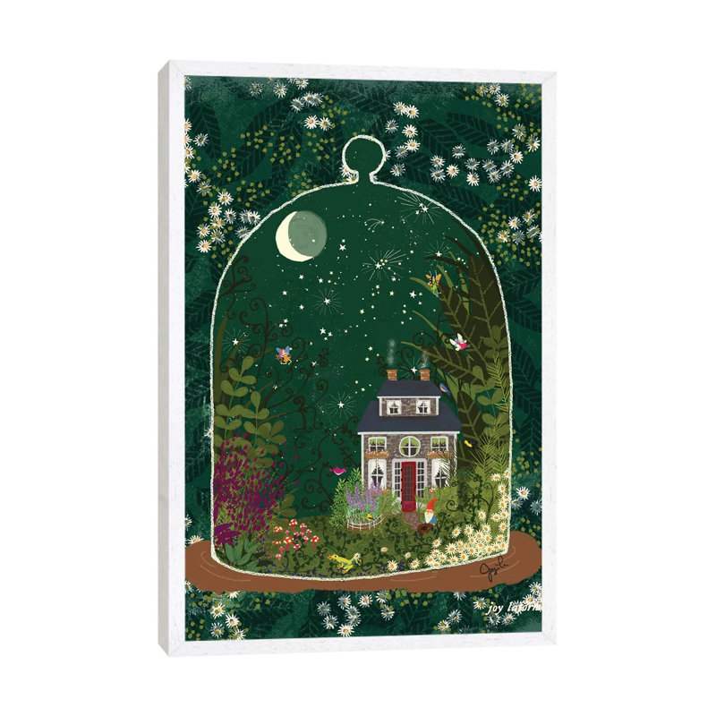 Terrarium I by Joy Laforme - Painting on Canvas, 66.04cm H x 45.72cm W x 3.81cm D, White Framed