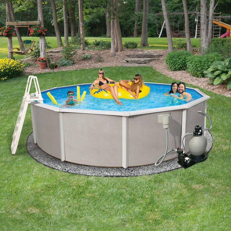 Belize Round 24' Steel Above-Ground Pool with Filter Pump