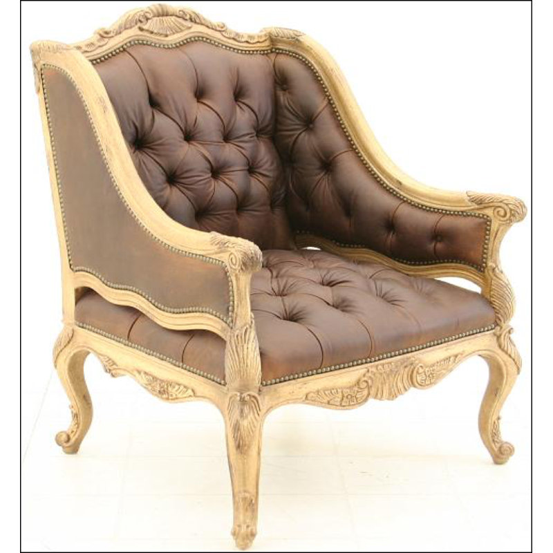 Leather Wingback Chair, Sundance Tan (2700), Natural, Pewter