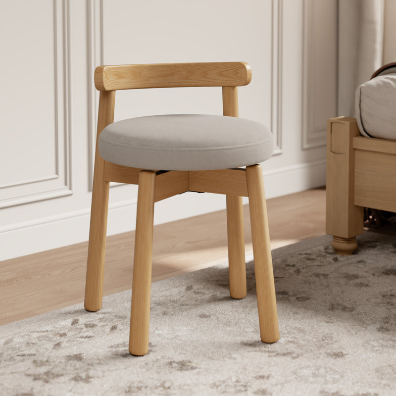 Tabouret pivotant en bois massif Anita, Tanné