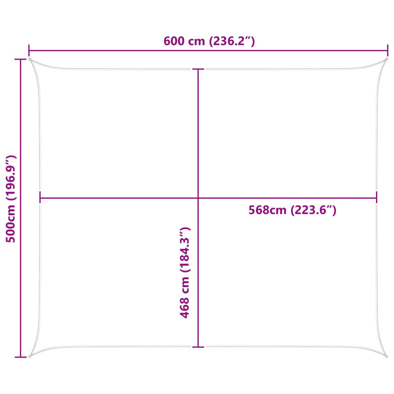 Vidaxl Sunshade Sail Oxford Fabric Rectangular Patio Shade Sunscreen Canopy, 5m W x 6m L, Grey/White