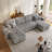 110.6" Oversized U-Shaped Sectional Sleeper Sofa with Pull-Out Bed & Double Storage Chaise, Corduroy Fabric Couch for Living Room，gray-29015934-23688095