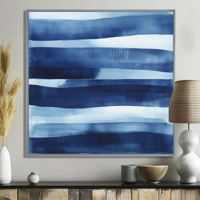 Indigo Abstract Wall Art, Navy Blue Canvas, Bellec