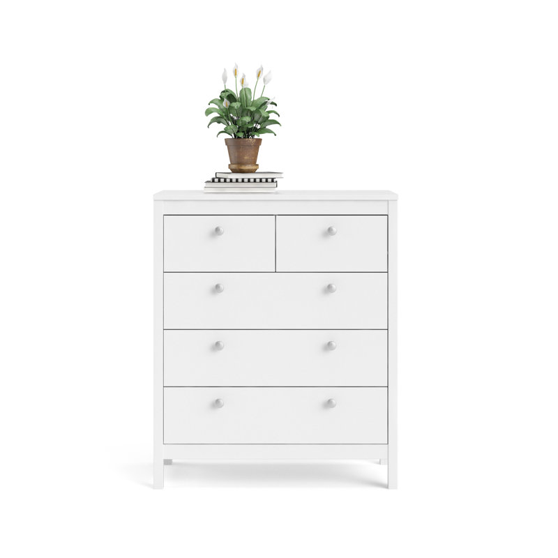 Besiana 82.1 cm W Chest of 5 Drawers, White