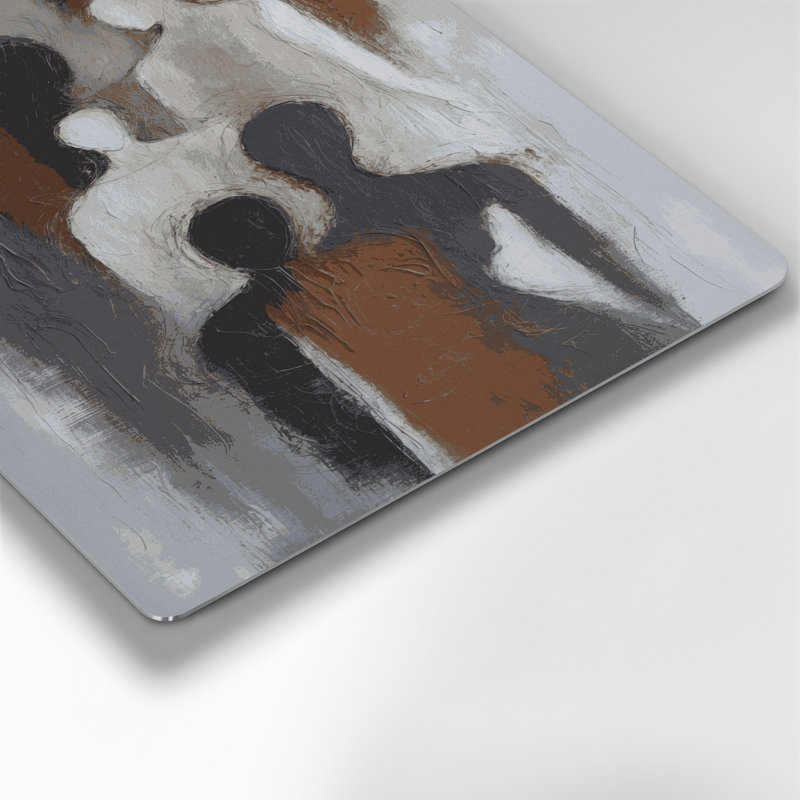 Abstrait art figuratif gris en métal 90, H 24 po x l 36 po