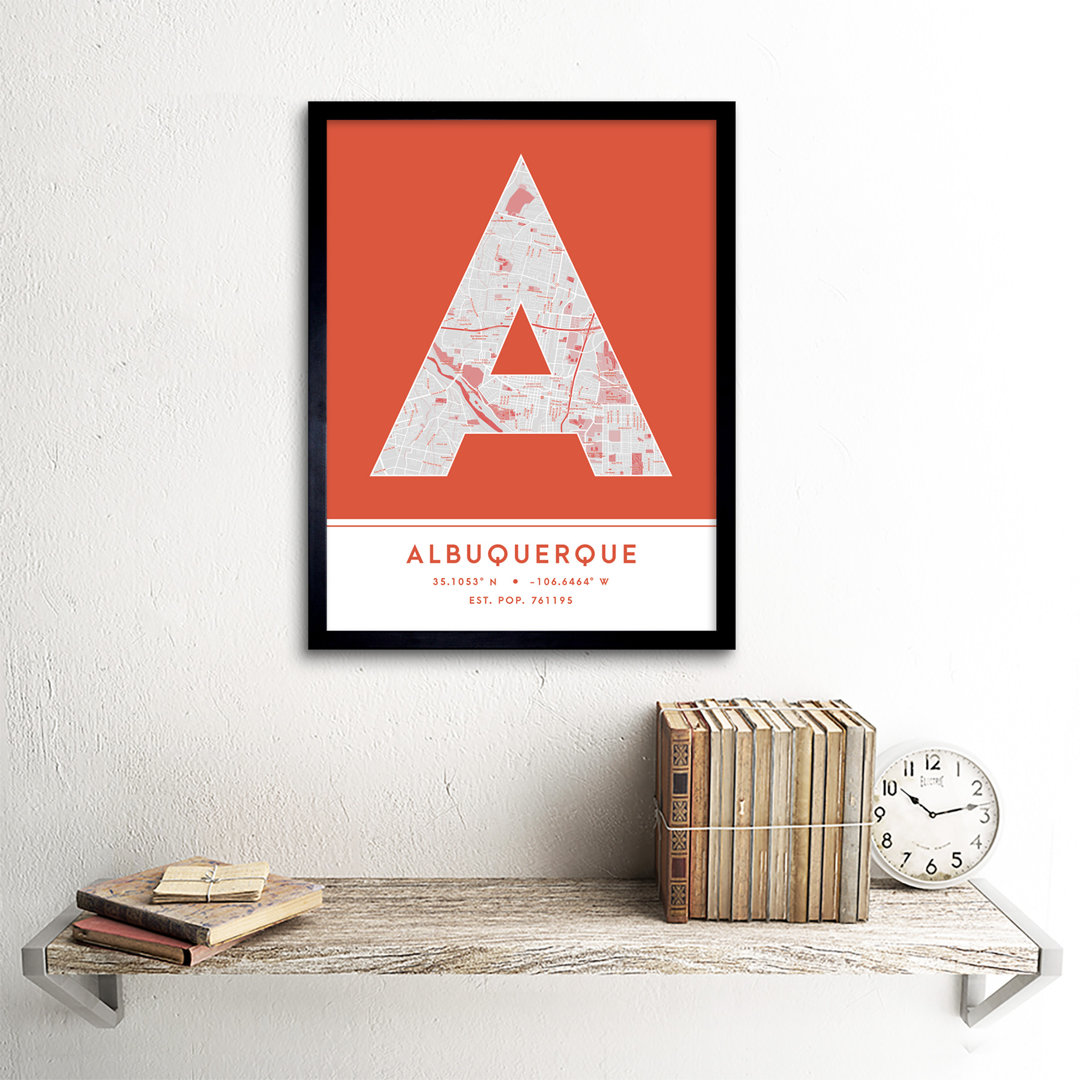 Albuquerque City Map Albuquerque New Mexico United States City Map - Single Picture Frame Typography