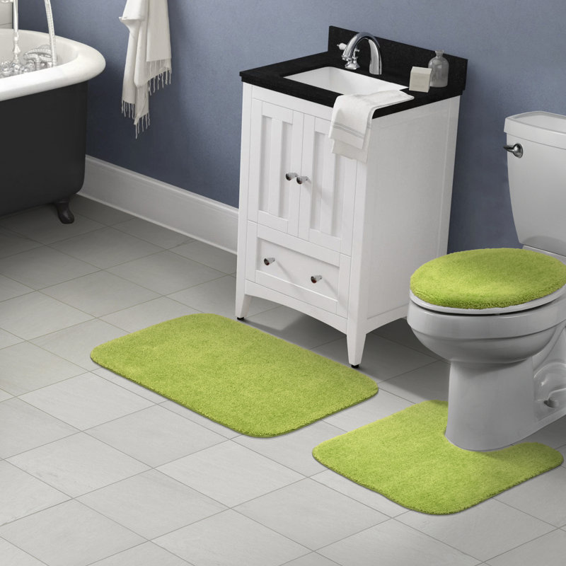Mccluney 3 Piece Ultra Soft Bath Rug Set with Non-Slip Backing, Lime-Aid