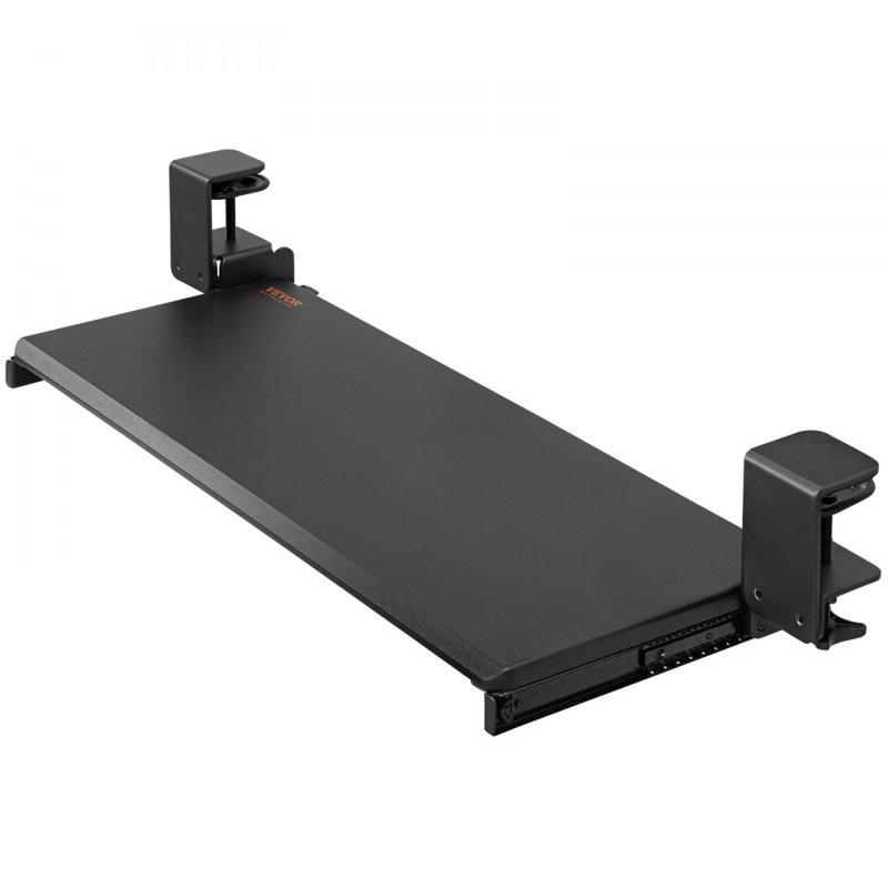 Keyboard Tray Under Desk, Pull out Keyboard/Mouse Tray Under Desk with Sturdy No-drill C Clamp Mount, Large 26.8 x 11 inch Slide-out Computer Drawer for Typing in Home, Office Work