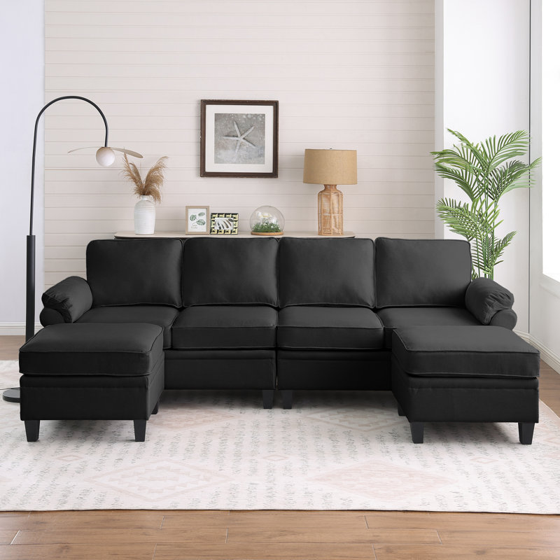 Canapé modulaire en chenille de 102 pouces, canapé en L en forme de L avec repose-pieds de rangement, parfait pour la vie moderne et l'efficacité de l'espace