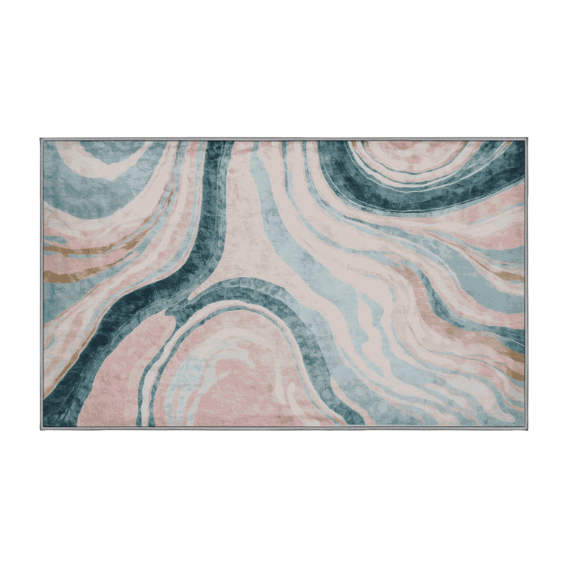 Machine Washable Gray Area Rug, Rectangle 6' x 9'